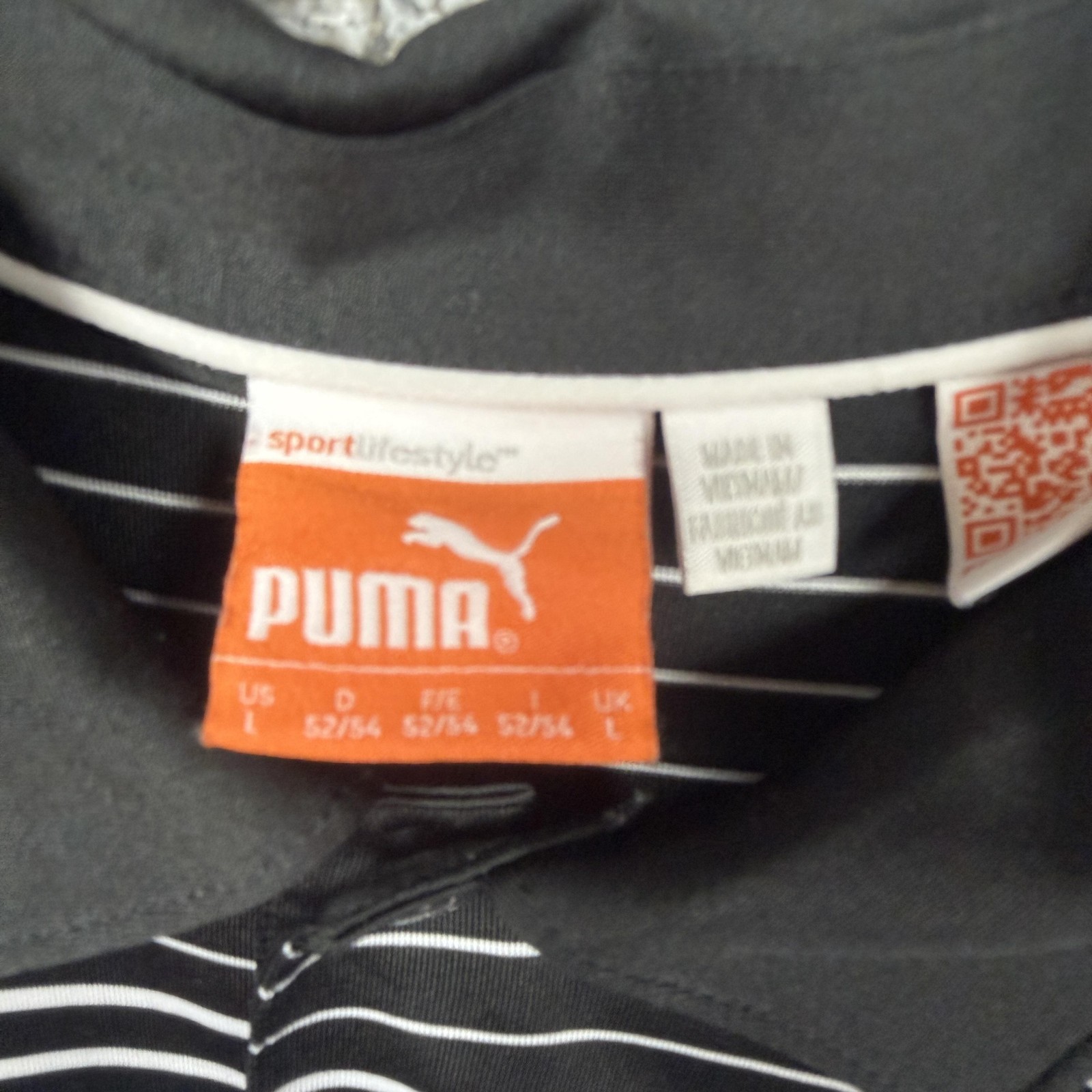 Puma Polo Shirt Large Black Blue Stripe Cobra Golf Performance Athletic Sporty