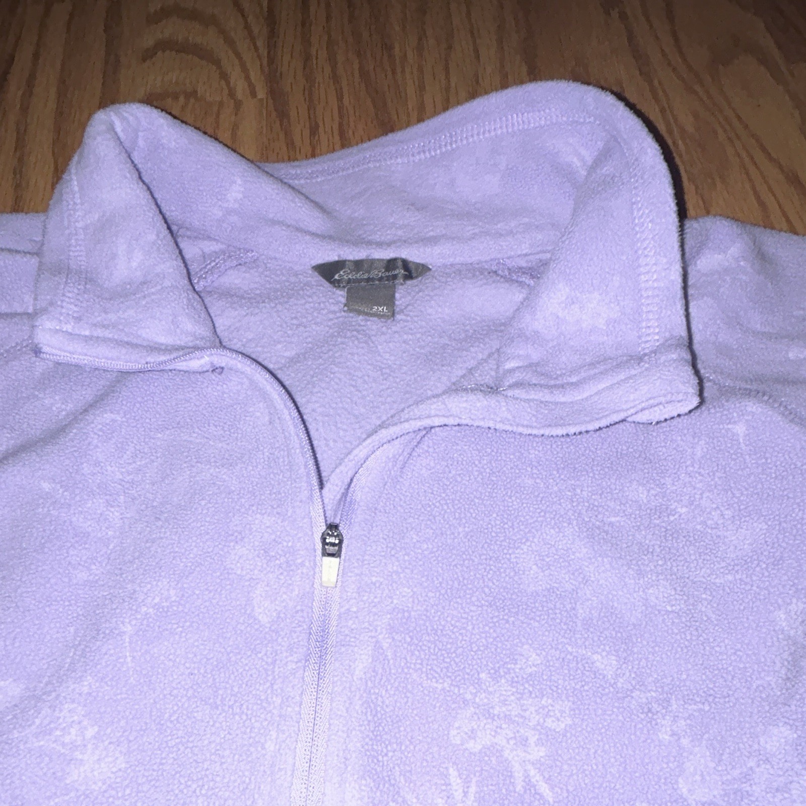 Eddie Bauer EBTEK Women’s Purple Floral Fleece 1/4 Zip Mock Neck Sweatshirt, 2XL