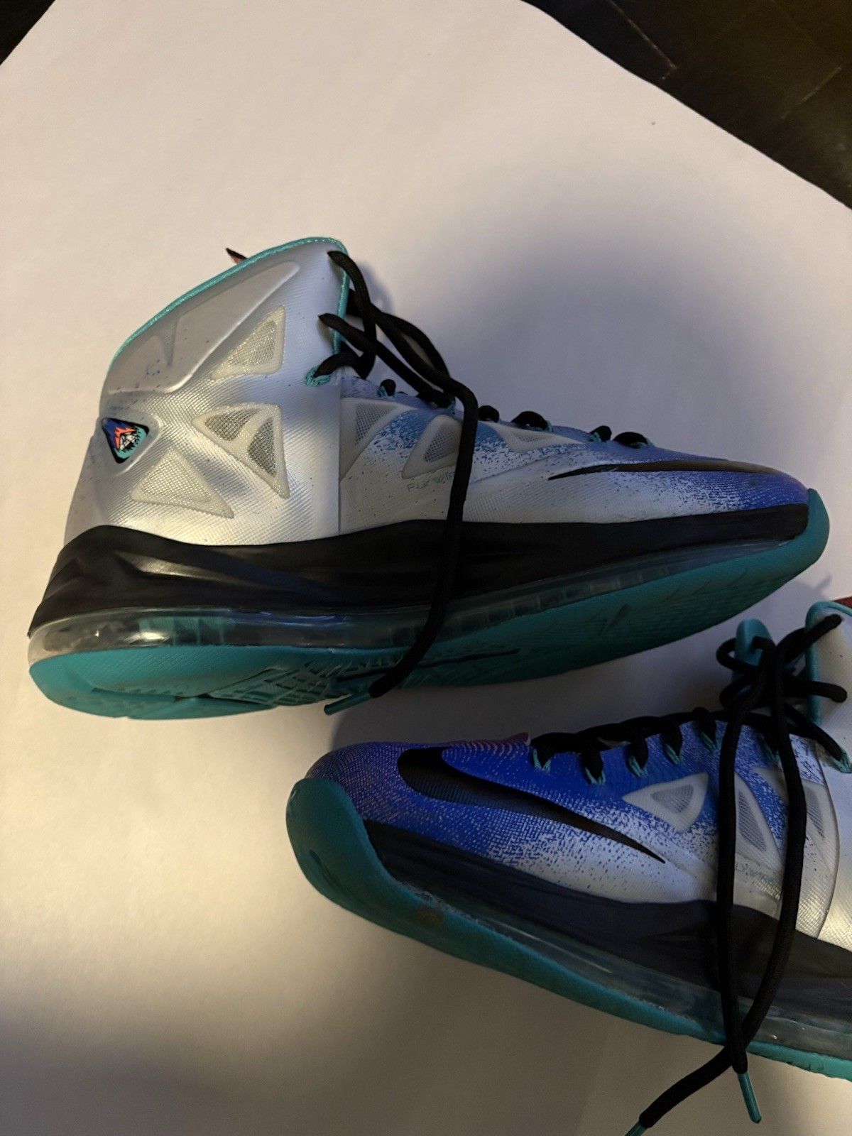 Size 8 Nike LeBron James 10 Pure Platinum Re-Entry Colorway Excellent Condition