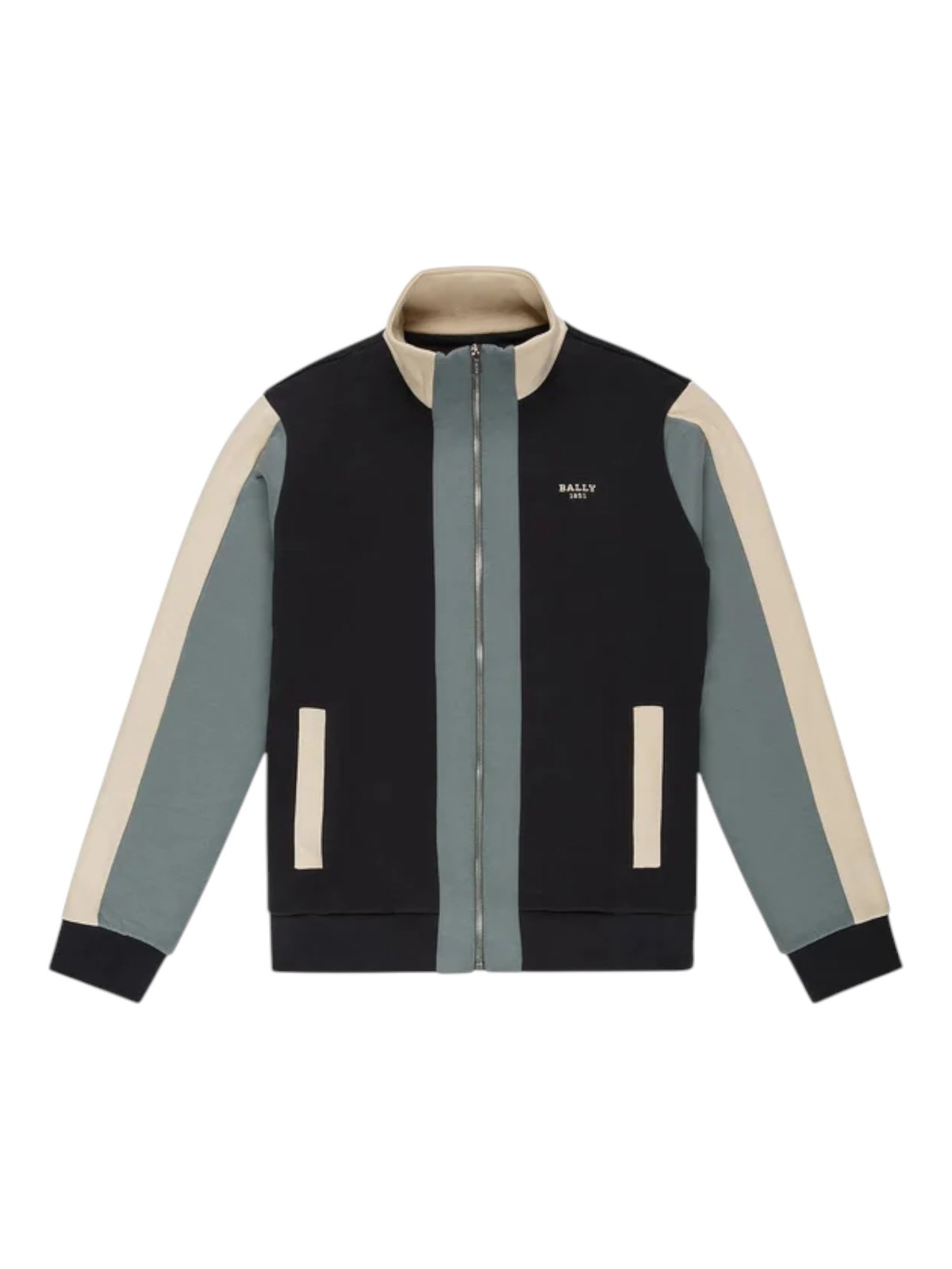 Bally 6302785 Men’s Black & Sage Organic Cotton Track Jacket MSRP $693