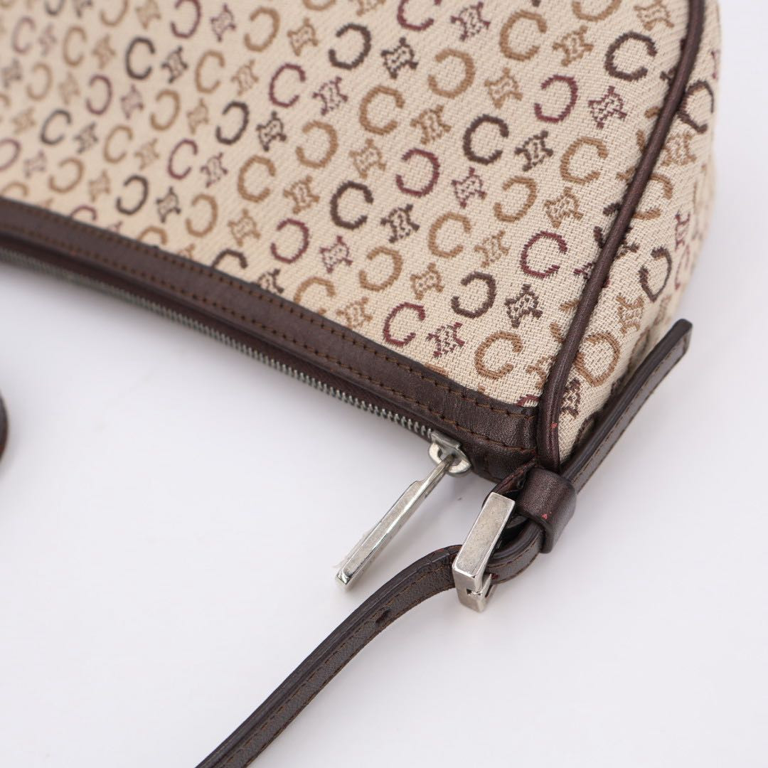 Authentic Celine C Macadam Canvas Leather Shoulder Bag P15731