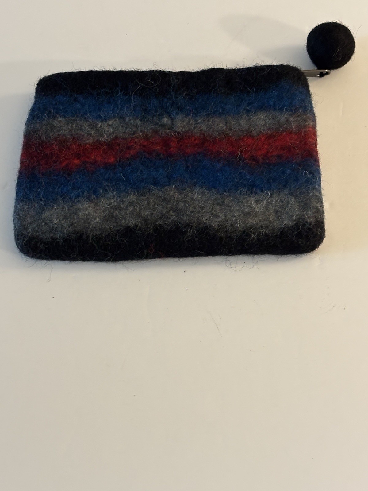 100% Wool Zip Change Purse Multicolor Stripes Made In Nepal 6.25″W x 4″H