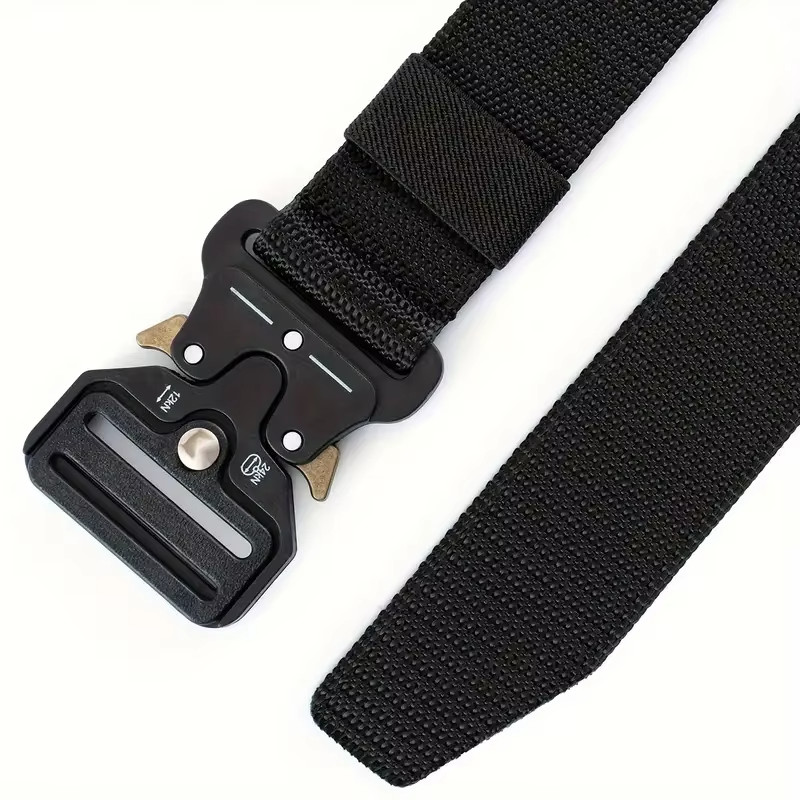 Black 115cm Tactical Canvas Nylon Survival Combat Belt Mens Outdoor Belt Sport