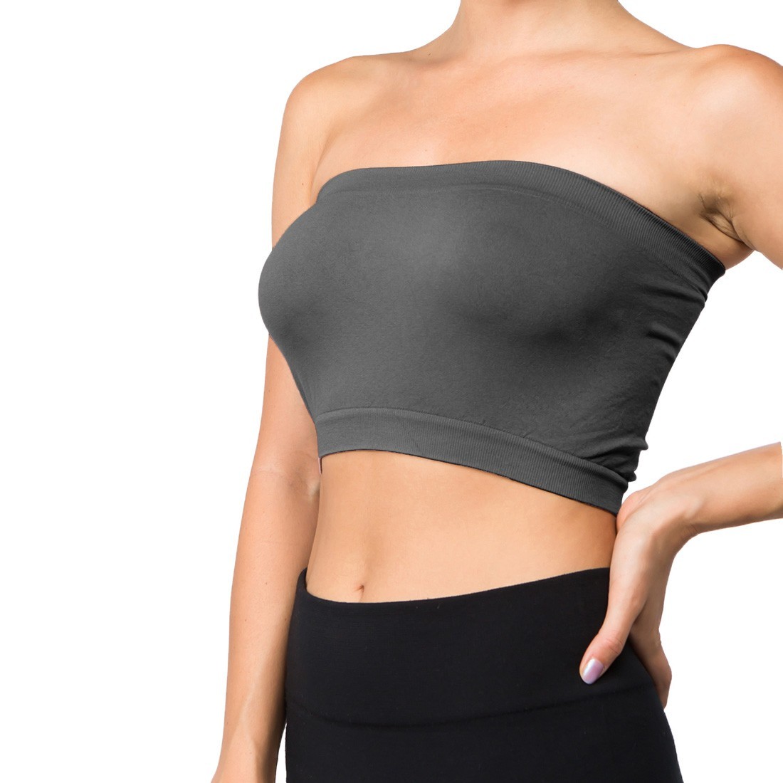Seamless Tube Top Bandeau Stretchable Spandex Bra (Regular & Plus Sizes)