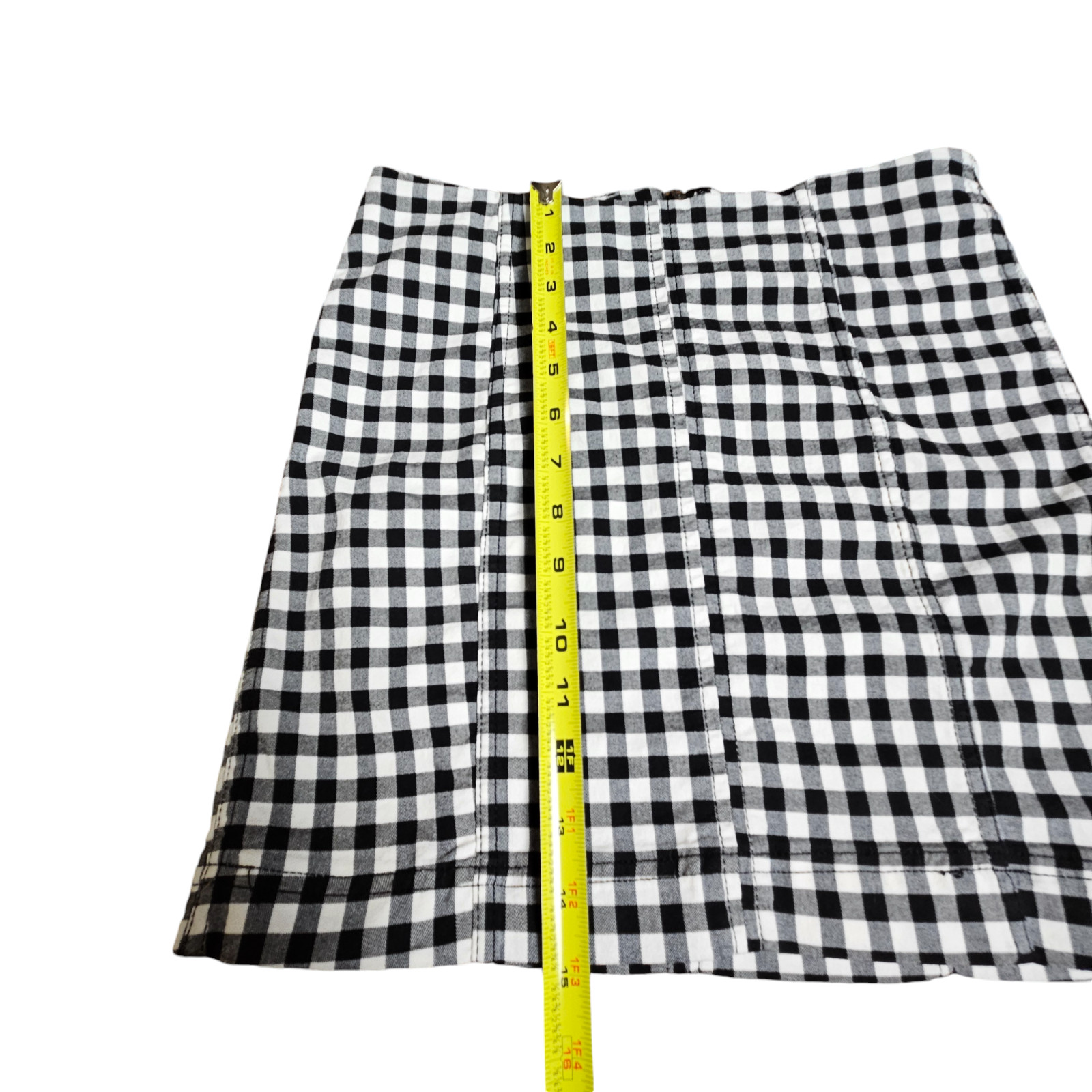 Free People Modern Femme Novelty Black & White Gingham Mini Skirt 6 Cotton Poly