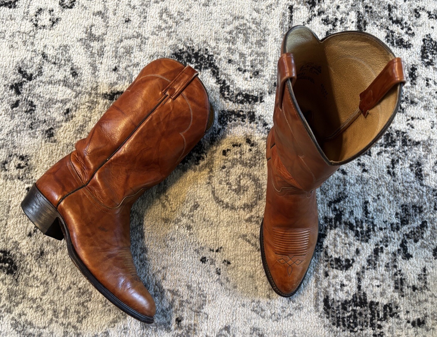 J Chisholm Brown Genuine Leather Cowboy Western Mens Boots Size 10 D USA Made