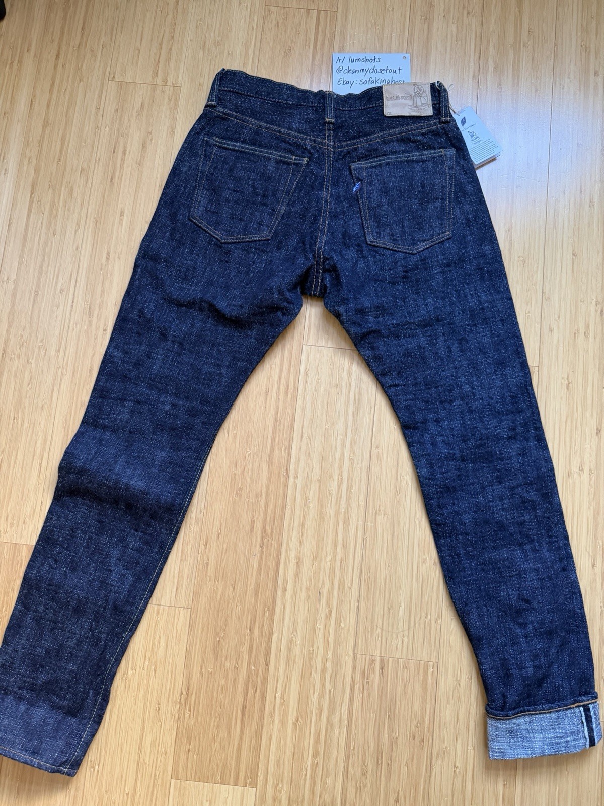 NEW PBJ WSB-019 16 oz Slubby Relax Tapered size 32 (Measures 30) Pure Blue Japan