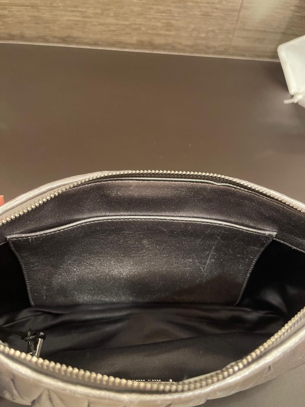 Silver Miu Miu Matelasse Metallic Leather Clutch or Crossbody Bag