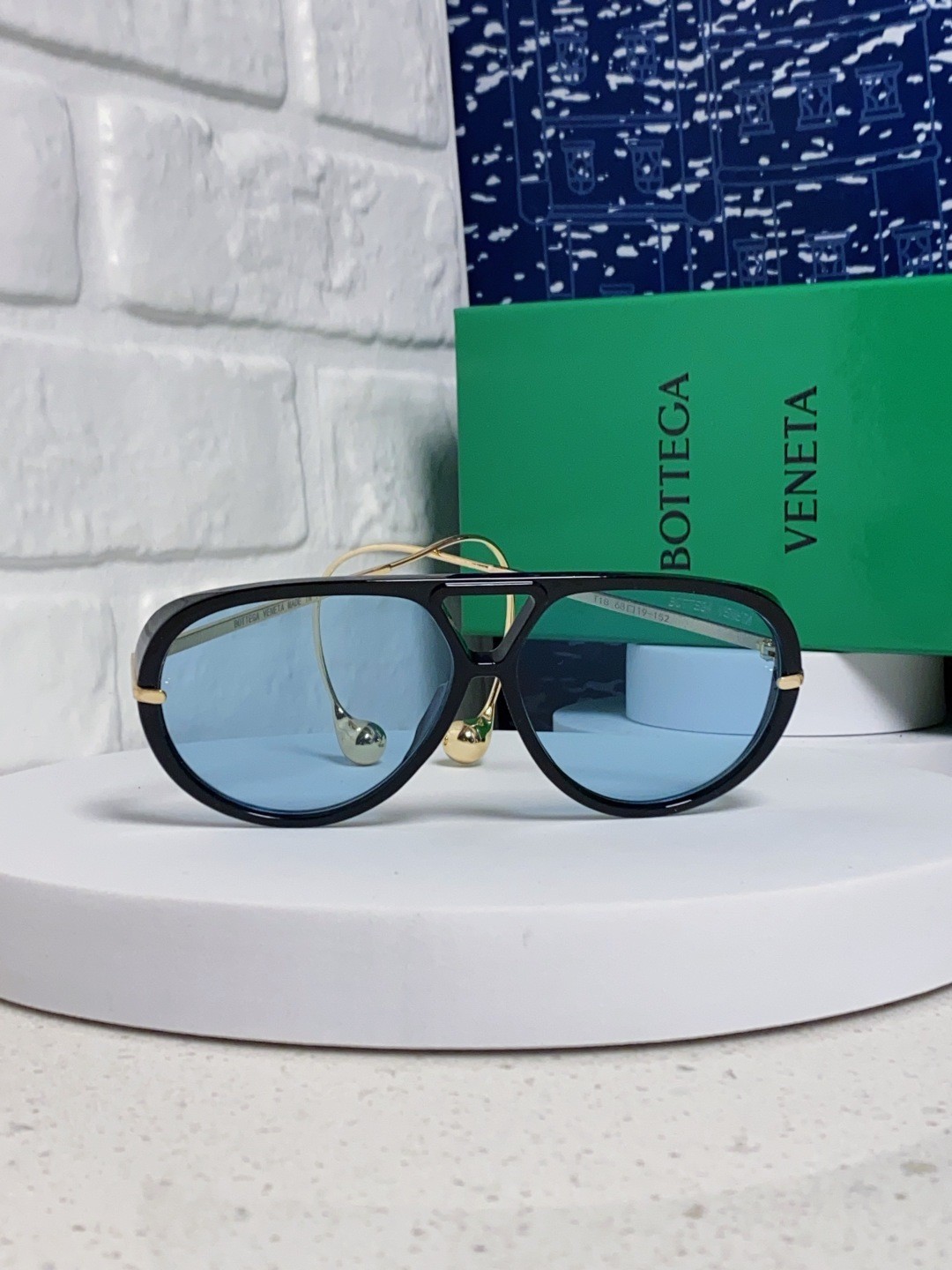 Bottega Veneta BV1273S Sunglasses Black Frames Blue Lenses 63-12-175