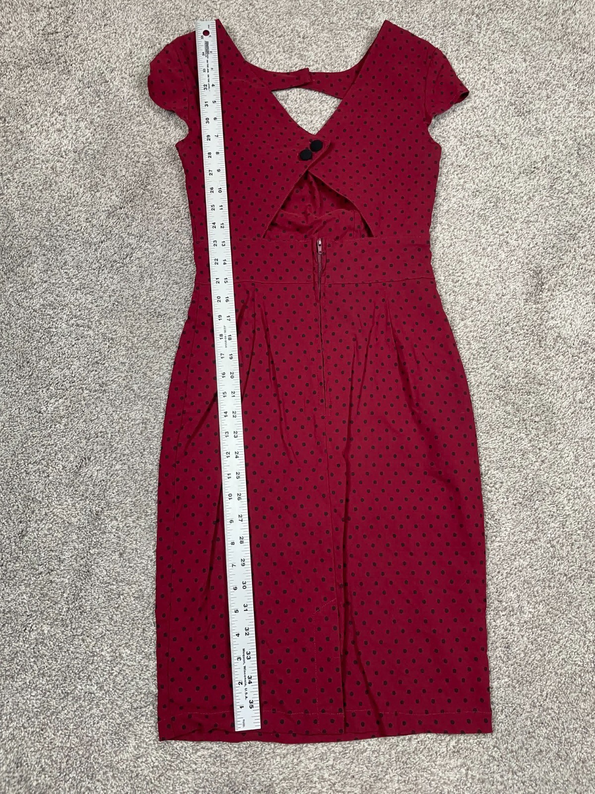 Hell Bunny Vixen Dress Womens Small Red Polka Dot Pinup Steampunk Rockabilly