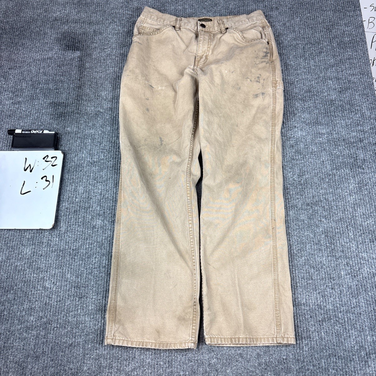 Unbranded Chino Pants 32×32 Khaki Tan 100% Cotton Distressed Workwear Khaki/Tan