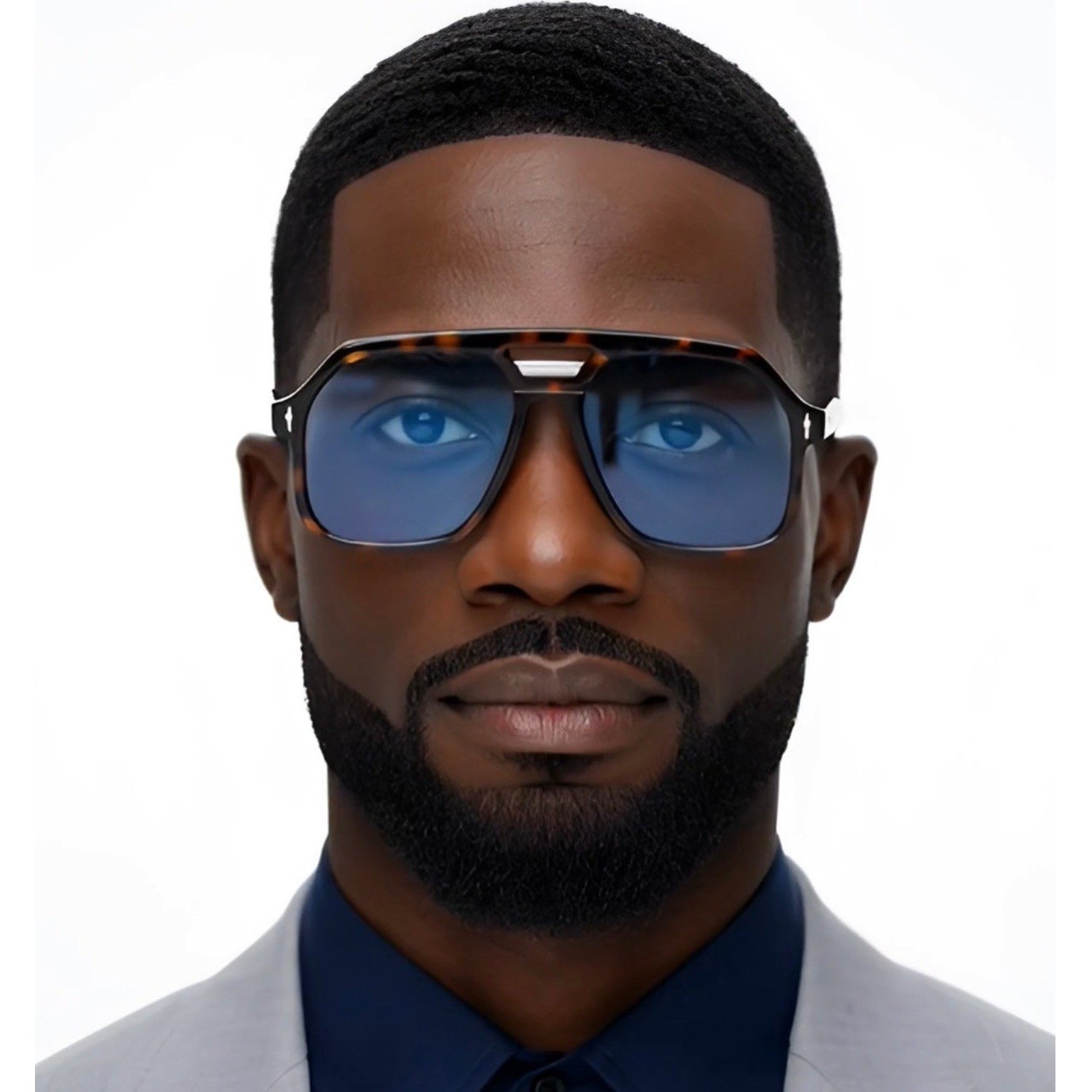 Mens Oversized Retro Sunglasses Tortoise Shell Blue Lens Navigator Retro 142mm