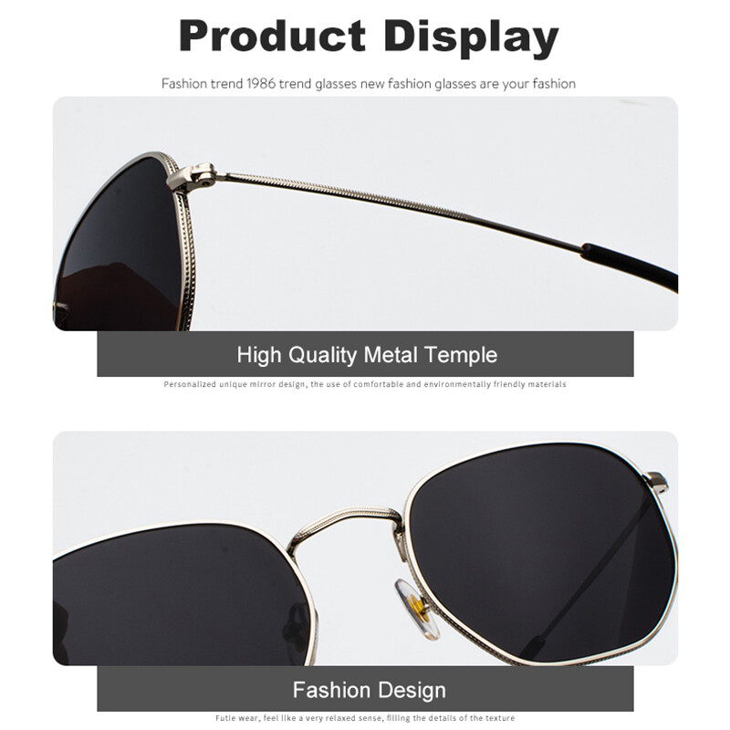 Hipster Hexagonal Sunglasses Men Women Vintage Metal Frame Retro Shade Glasses