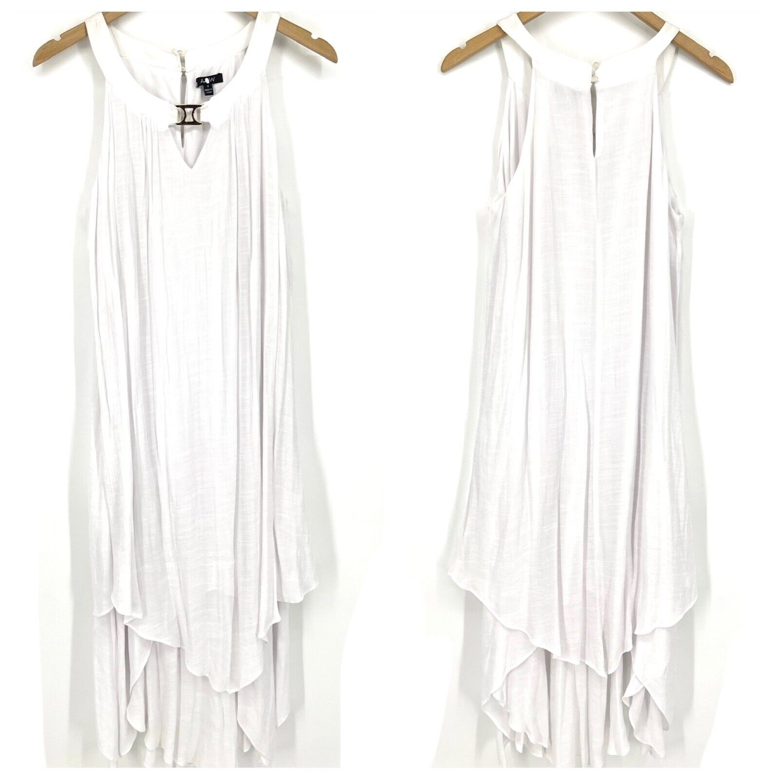 A.U.W Secret Charm White Gauze Tiered Hem Dress Size 4