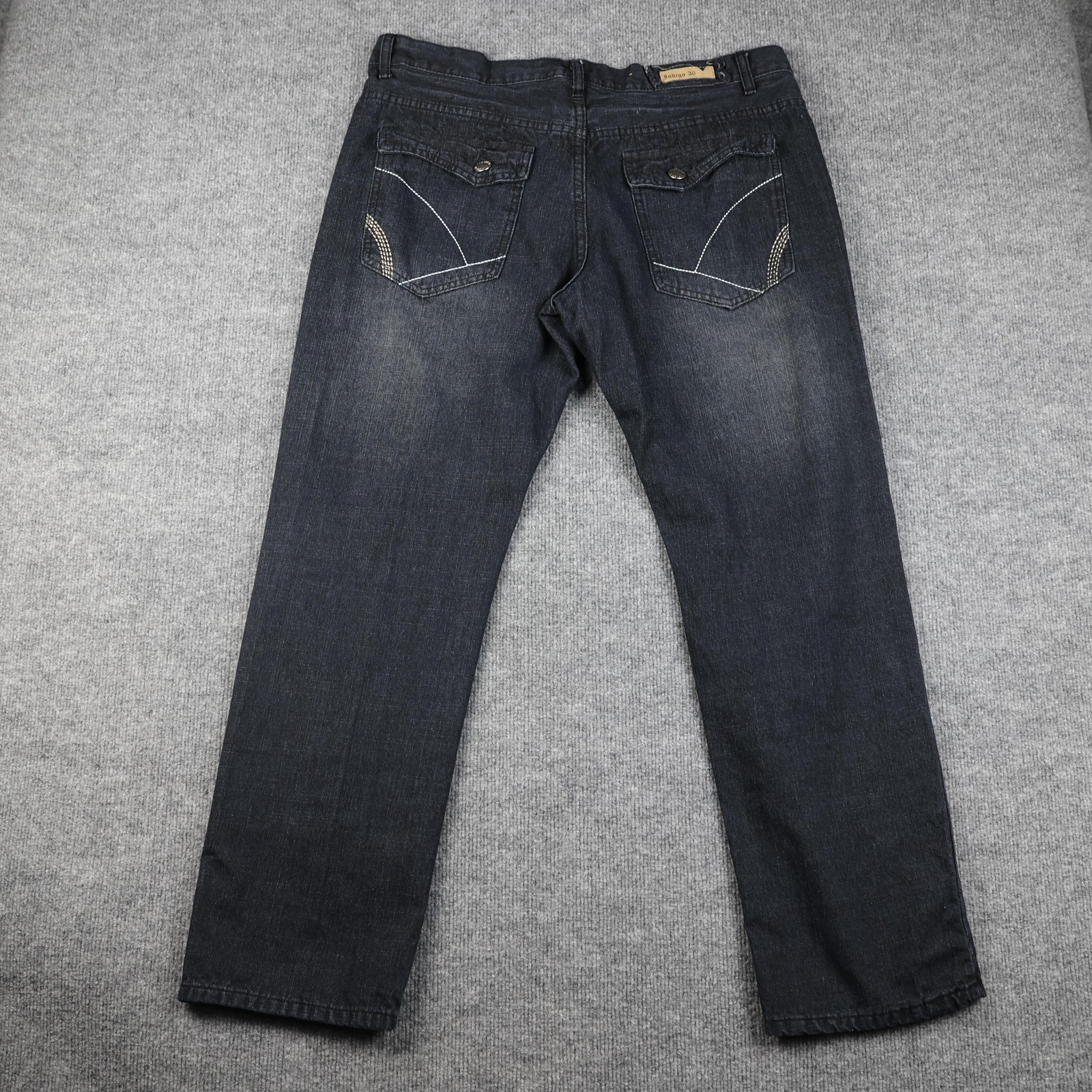 Indigo 30 Jeans Mens 38×32 Blue Straight Leg Denim Zip Fly Cotton Blend