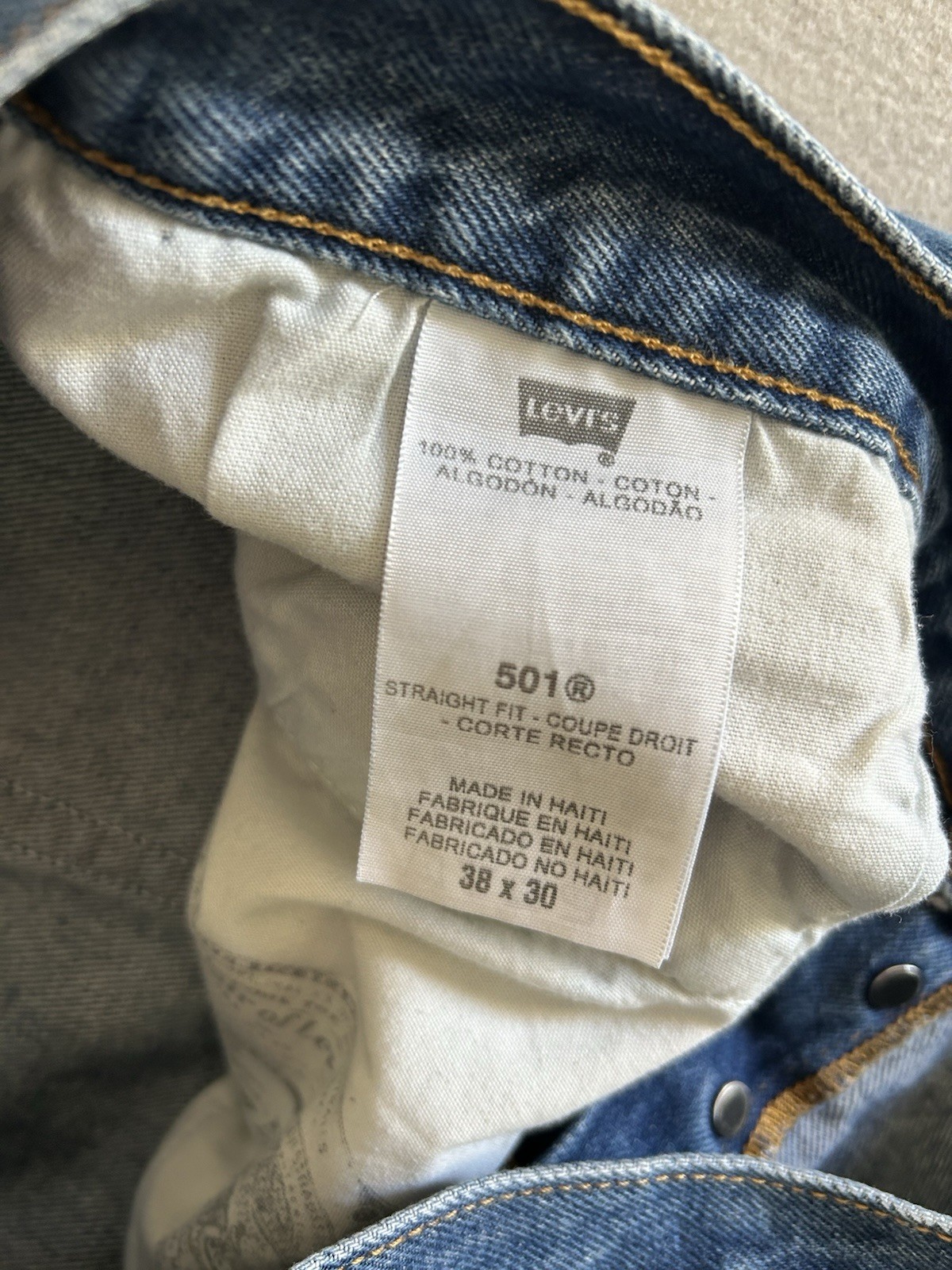 Levi’s 501 Original Fit Button Fly Jeans Men’s 38×30 Blue Straight Leg Cotton Me