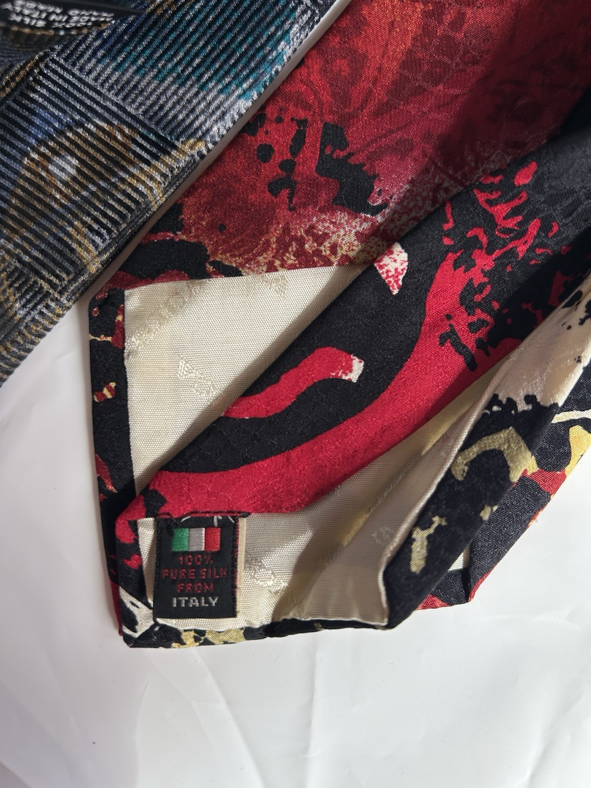 Gene Hiller Men’s Woven Italian Silk Tie Multicolor Abstract Lot 2