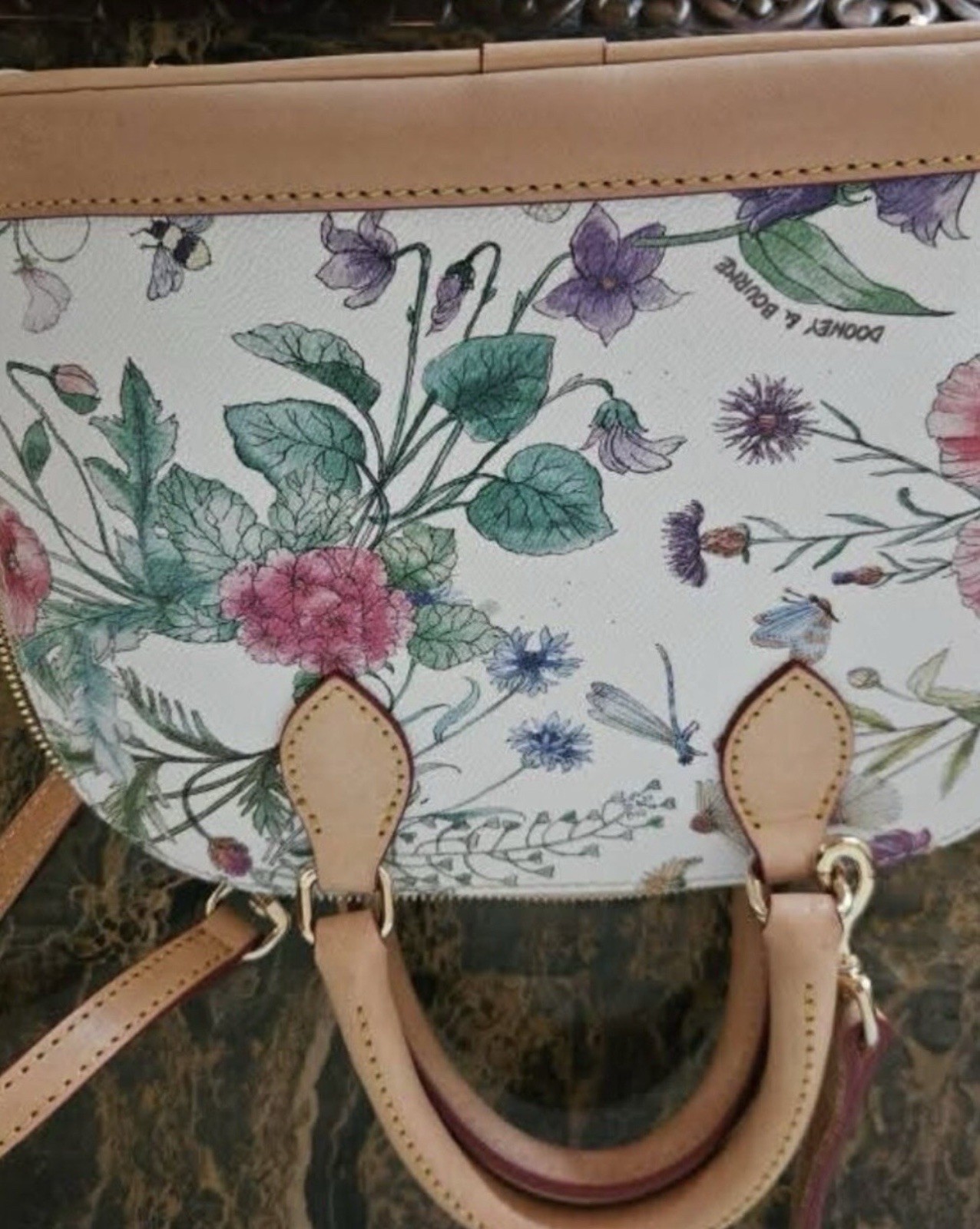Dooney & Bourke Botanical Small Domed Zip Satchel Top Handle Crossbody Bag