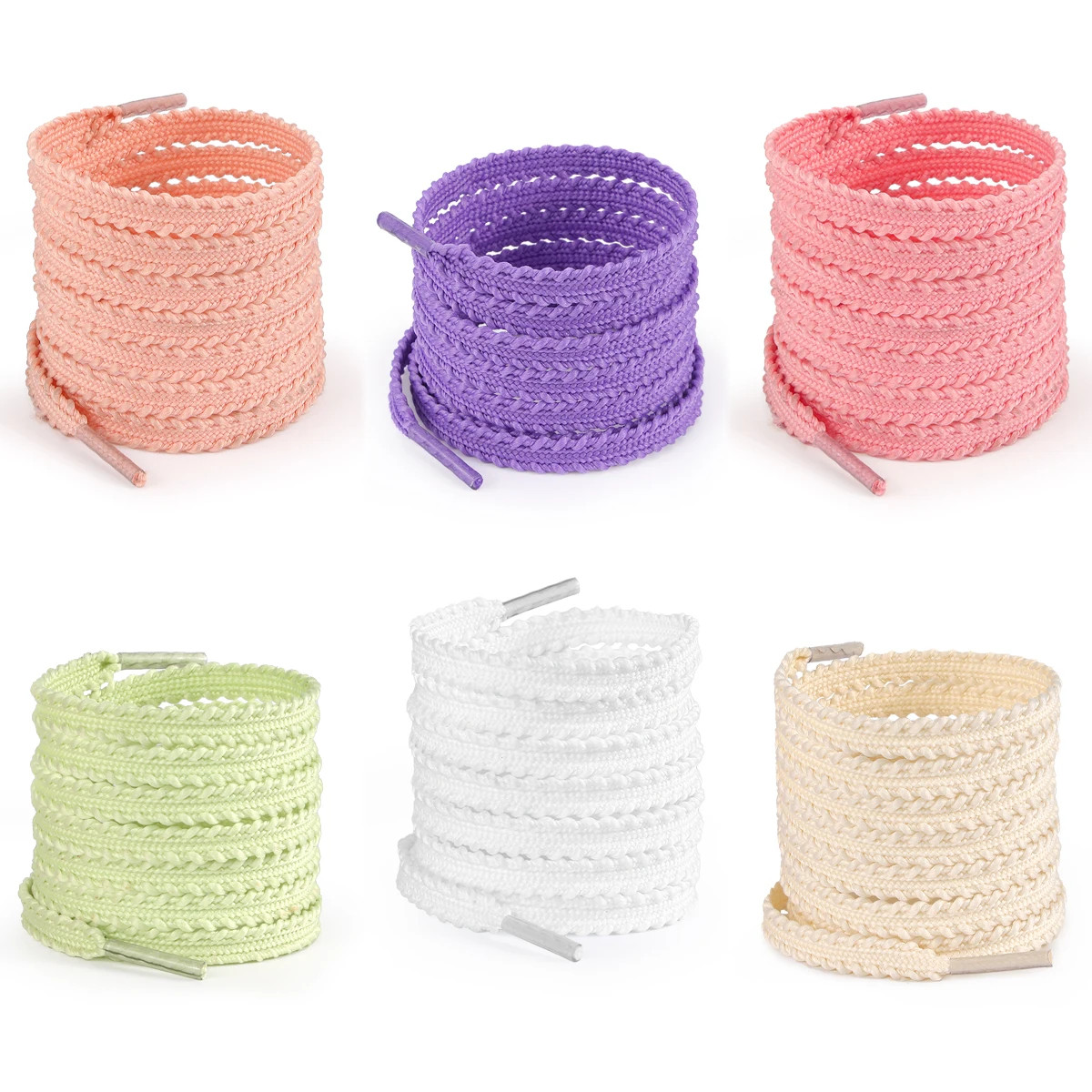 1 Pair Flat Wheat Ears Shoelaces, 0.7mm Solid Color Gear-shaped Braided Shoe Str