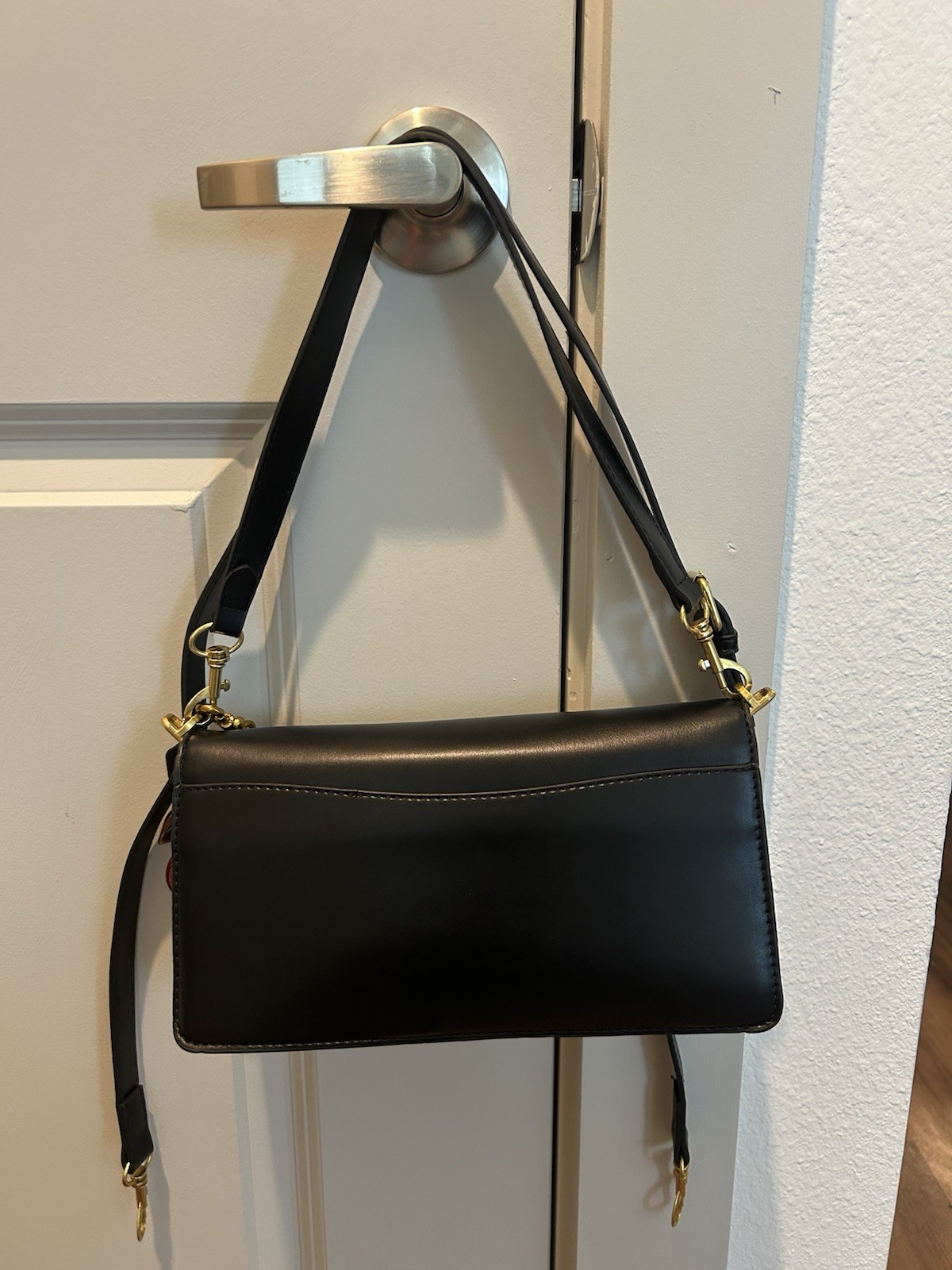 Coach Small Black Shoulder Bag w/ Detachable Strap, Gold Hardware & Cherry Charm