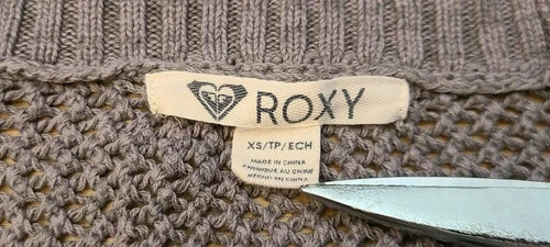 Roxy Cardigan Sweater Open Front Knit Womens XSmall Gray Long Sleeve Casual Work