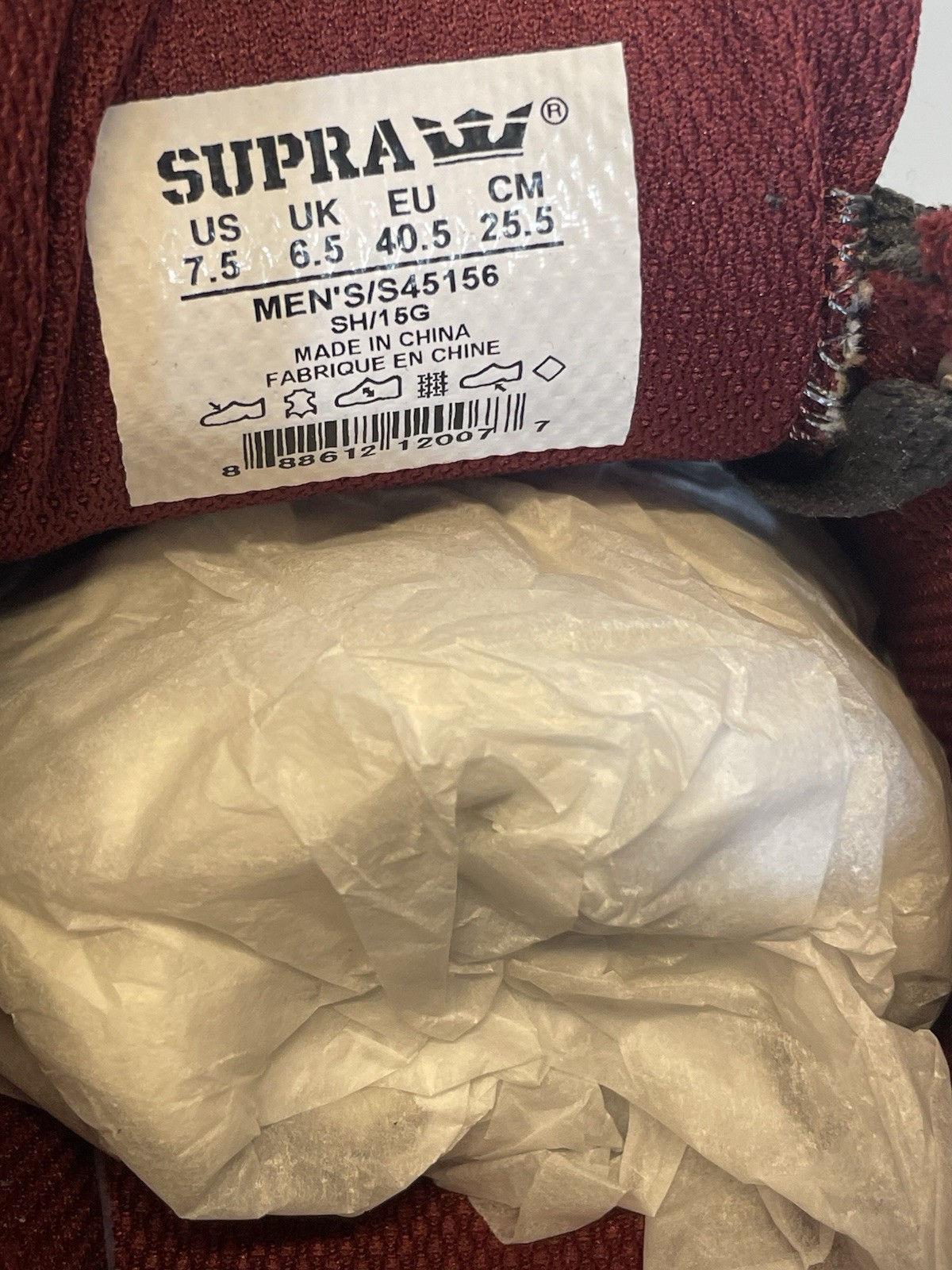 New! SUPRA Stacks 2 Magnet Gray/Port-White Skate Shoes Woman’s Sz US9.5/Mens7.5!