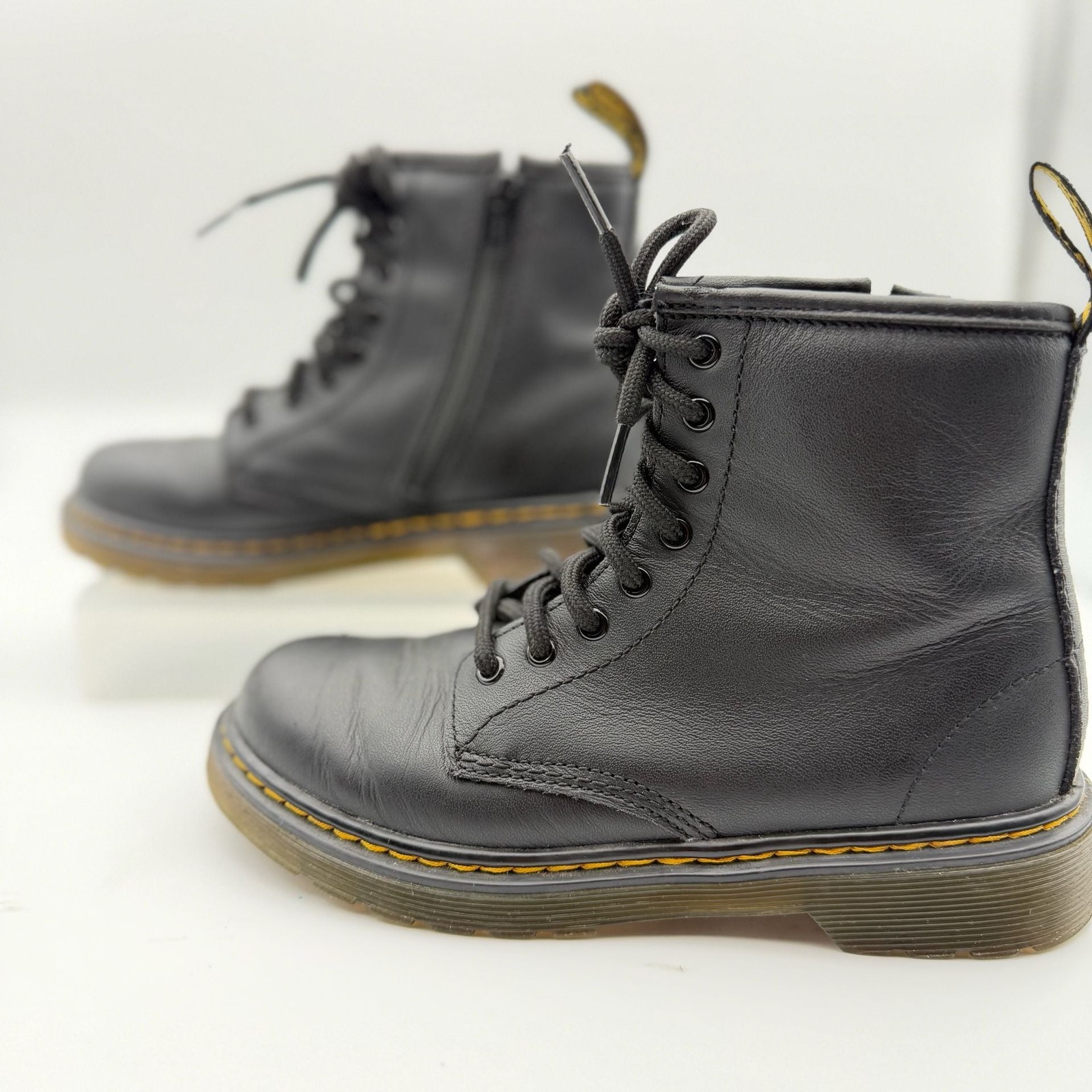 Dr. Martens 1460J Junior Leather Lace-Up Boots with Side Zipper