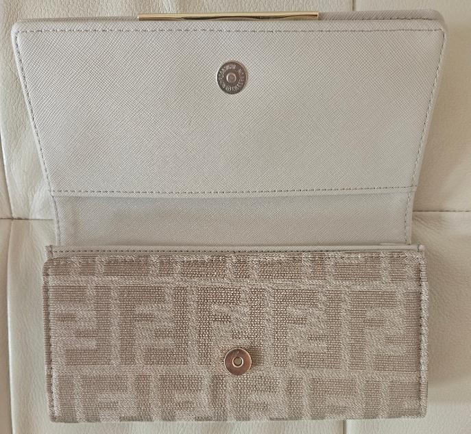Fendi FF Zucca Monogram Long Beige/Brown Wallet Canvas Gold Logo Flap Women’s