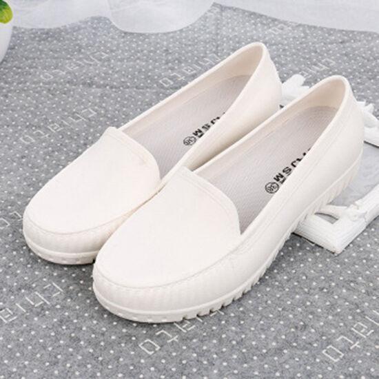 Womens Nurse Work Shoes Plastic kitchen Rainshoes Slip-On Waterproof Flats Size