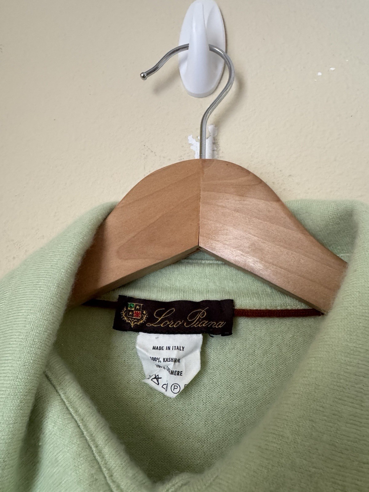 Loro Piana 100% Cashmere Polo Shirt Mint Green 50