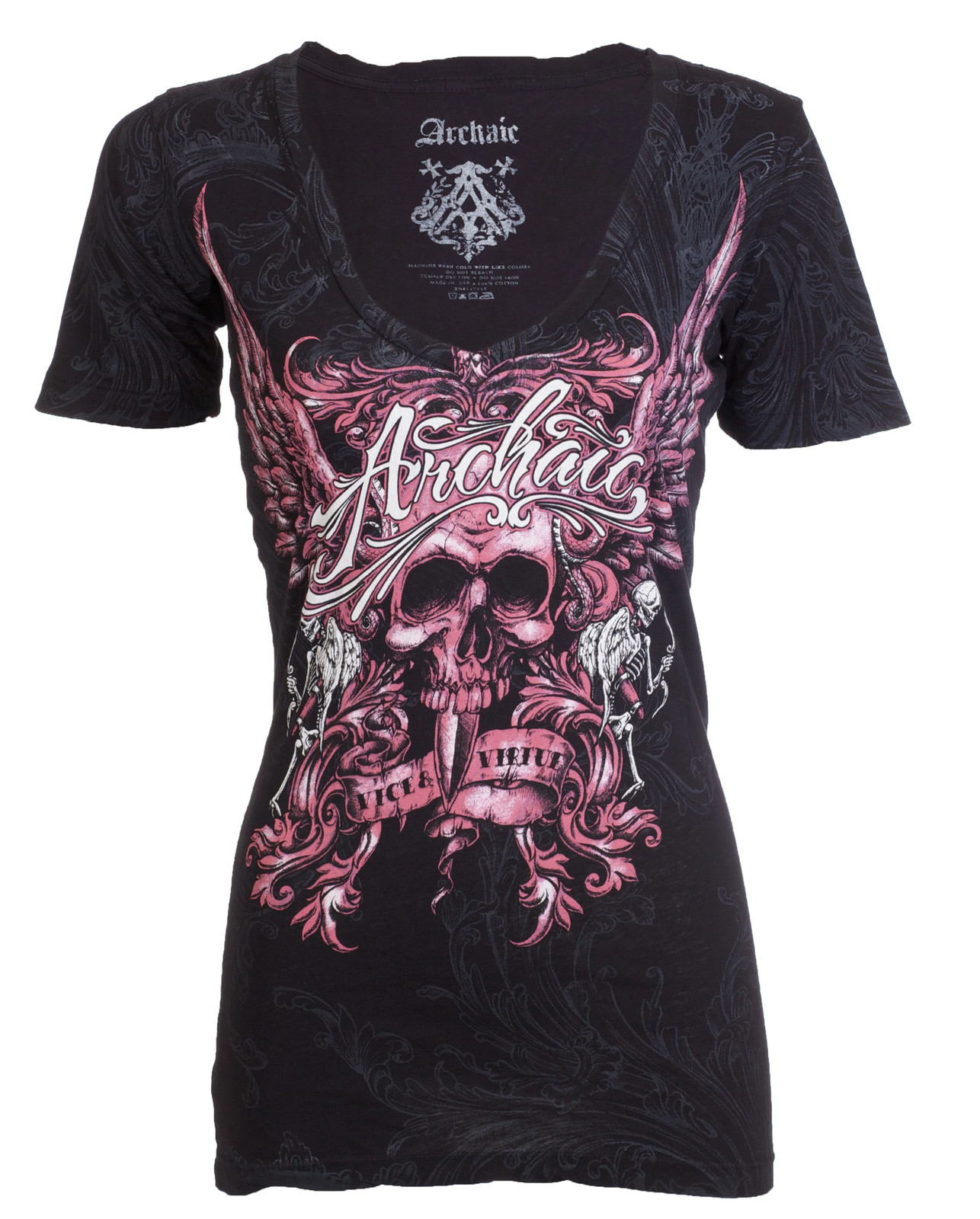 Archaic by Affliction Women’s T-shirt Grace Biker Tattoo