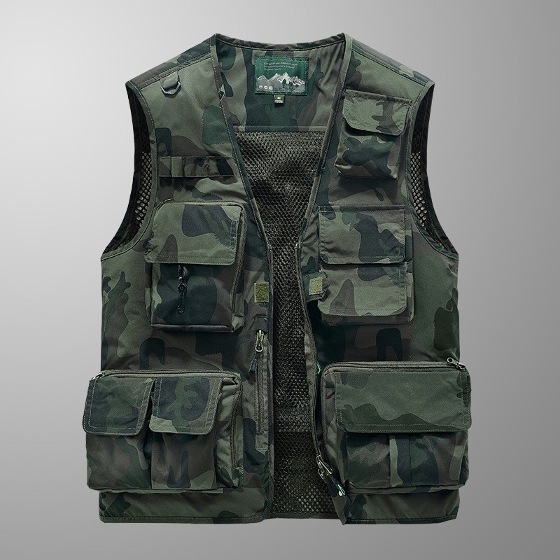 Outdoor Men Workwear Vest Multi Pockets Utility Vest Workwear Gilet Casual