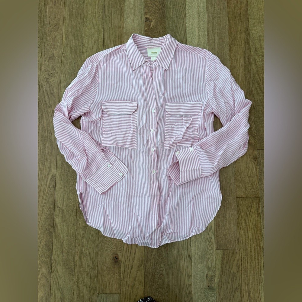 💗 Maeve by Anthropologie Striped Button-Down – Size S ✨