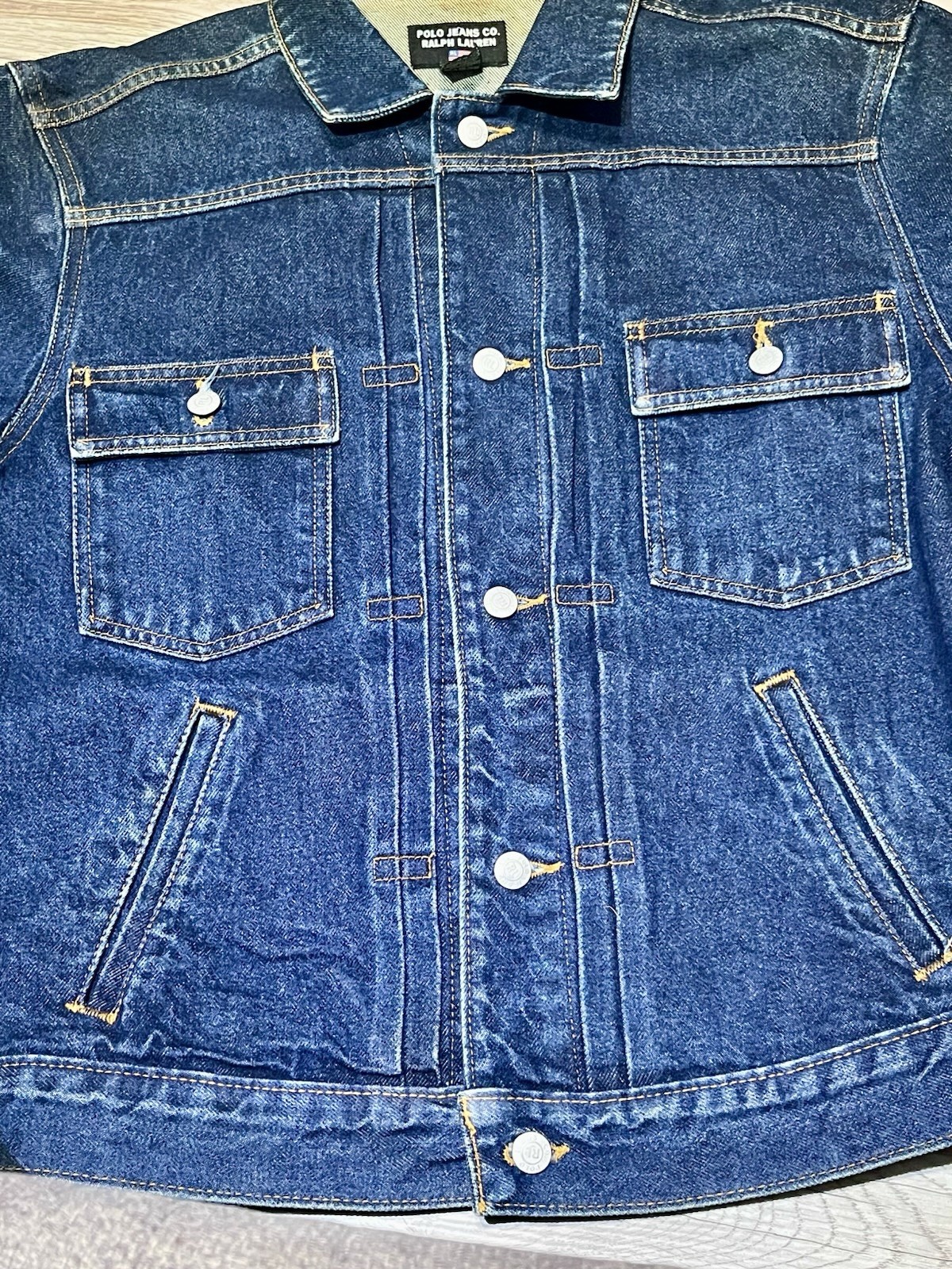 Polo Jeans Co By Ralph Lauren Vintage Denim Dark Blue Jean Trucker Jacket, MED