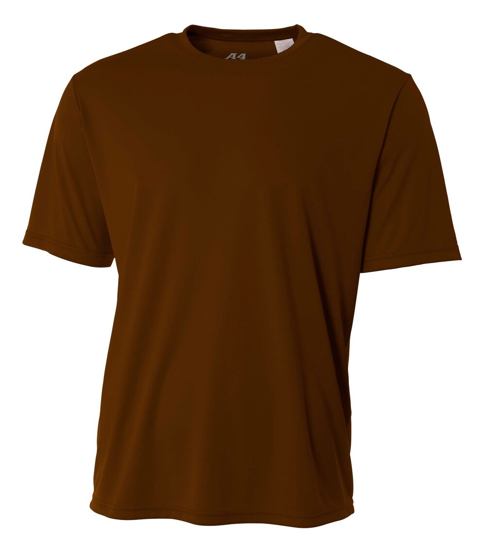 A4 Mens Dri-Fit Workout Performance Crew Jogging T-Shirt – N3142 – COLOR : BROWN