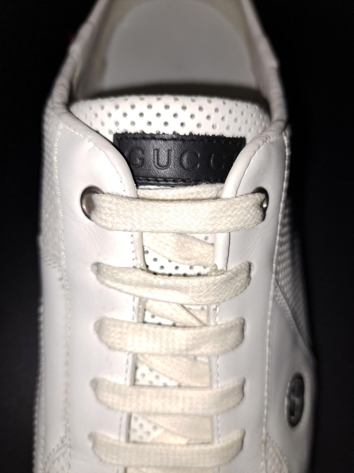GUCCI Pelle S. Gomma Web Accent Men’s Sneakers Size 13D