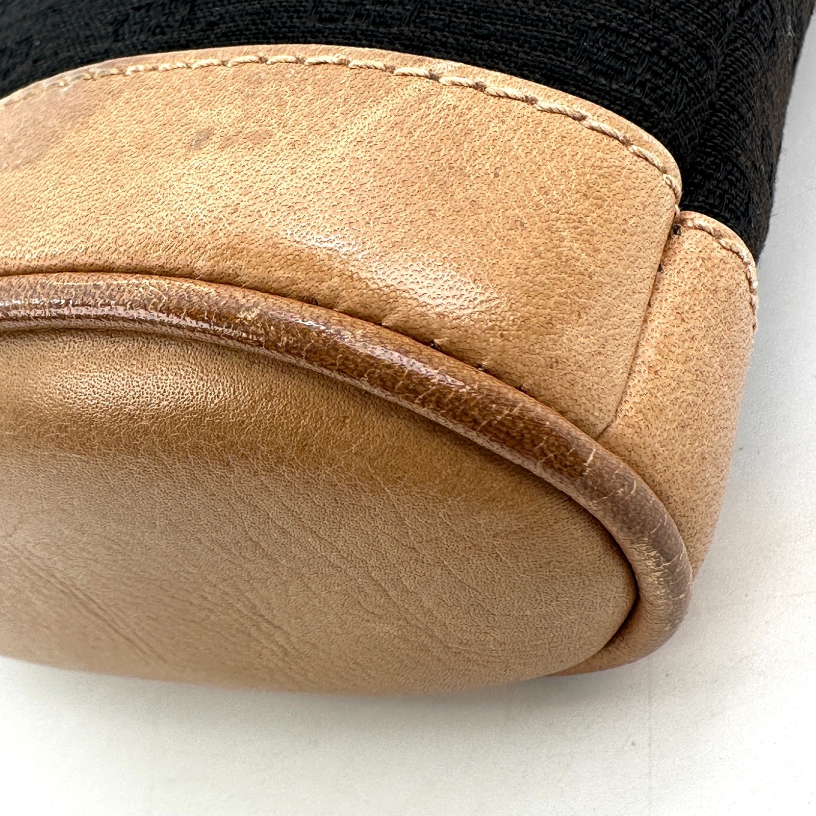 Gucci Vintage Black Brown Canvas Leather Drawstring Mini Bucket Bag Mcro GG Auth