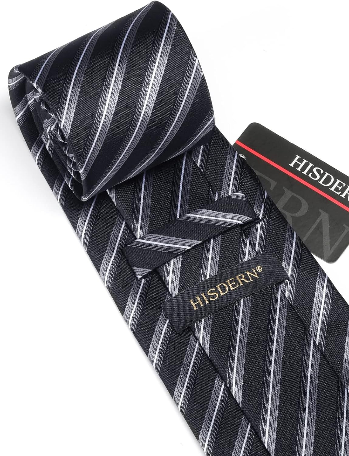 Stripe Tie Mens Ties with Pocket Square Set Classic 3.4” Silk Formal Necktie Ha