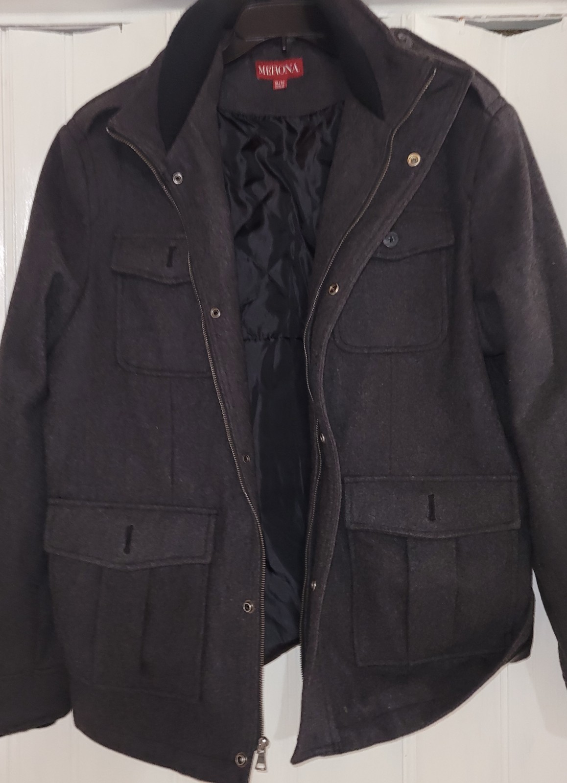 Merona Snap Button/ Zip Up Wool/ Poly Jacket Size Xl
