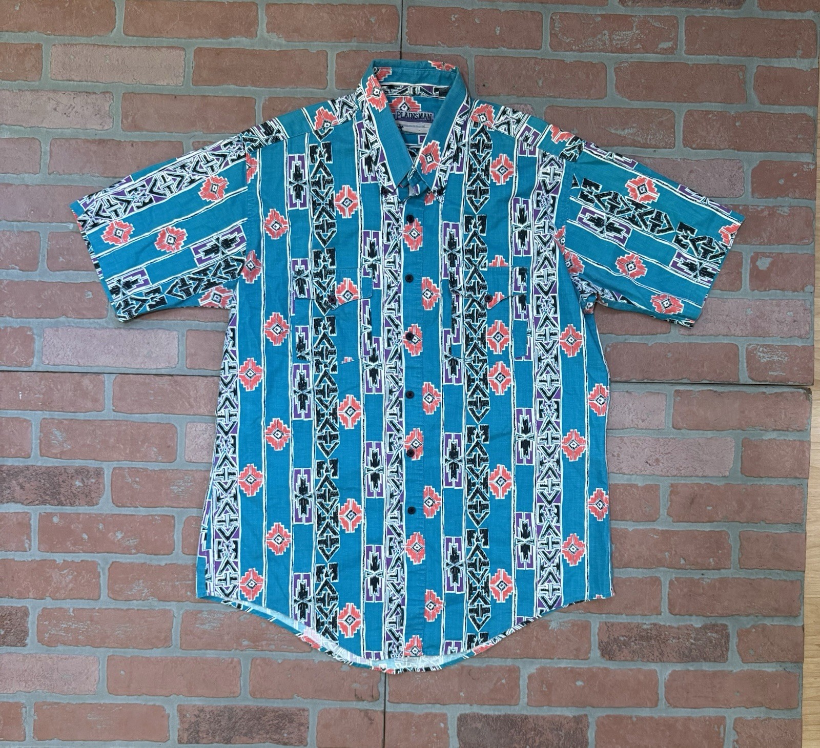 Vintage 90’s Plainsman Aztec Print Western Button Shirt Mens XL