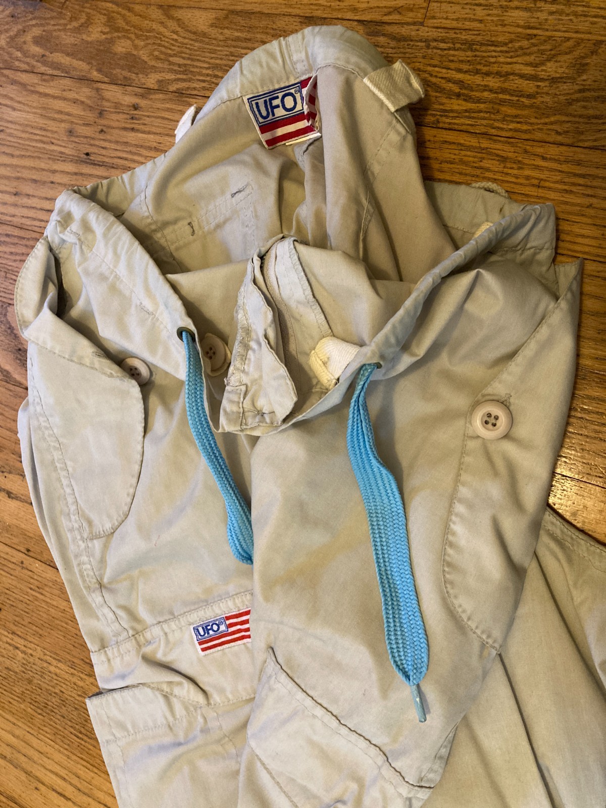 UFO Parachute Pants Light Blue Drawstring M Vintage 90s Cargo Y2K Rave Hip Hop