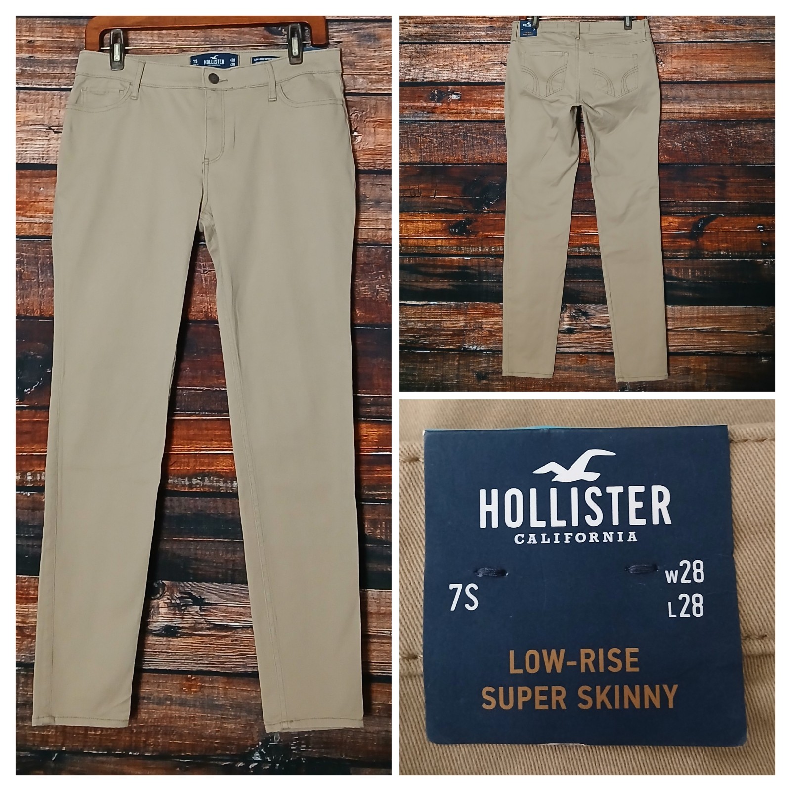 Hollister Pants 28 Low Rise Super Skinny Khaki Tan Stretch NWT