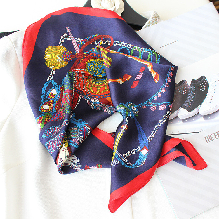 2025 Silk Scarf Bandanna Elephant Print Office Necktie Turban Hairband 21″