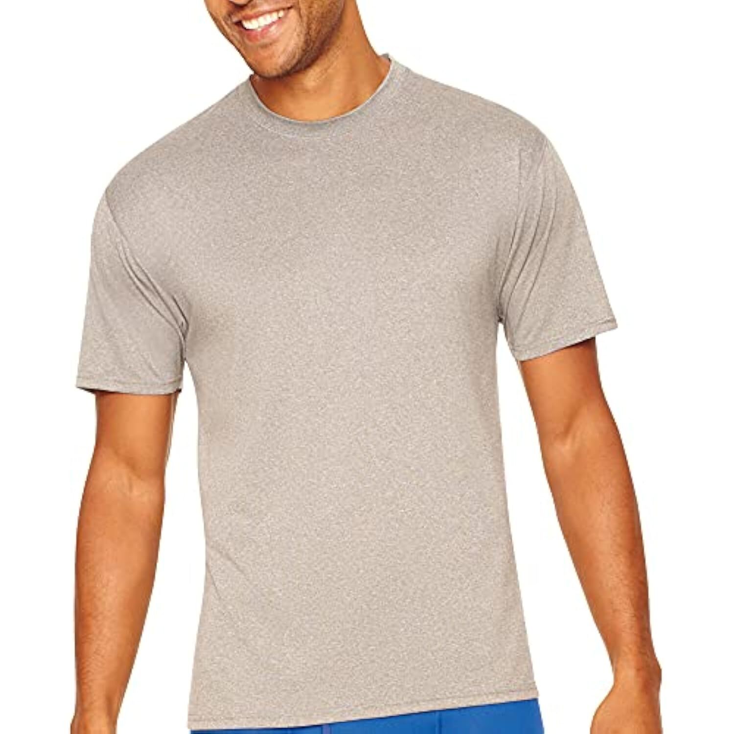 LARGE Hanes Mens X-Temp Performance Cool Tagless Crew T-Shirts 4pack, Grey/Blue
