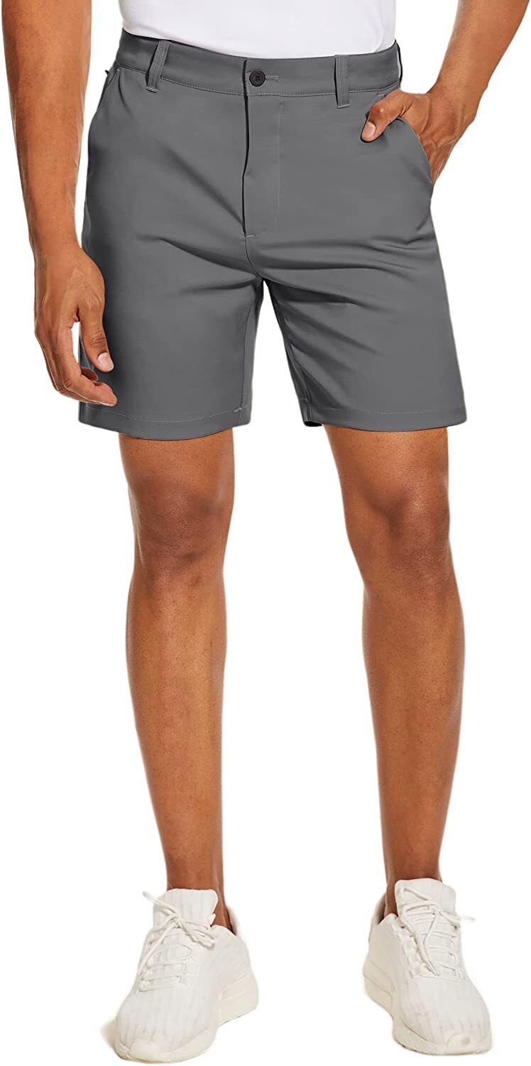 Men’s Golf Shorts Flat Front Lightweight Quick Dry Pockets Flex Dress 7” Pants