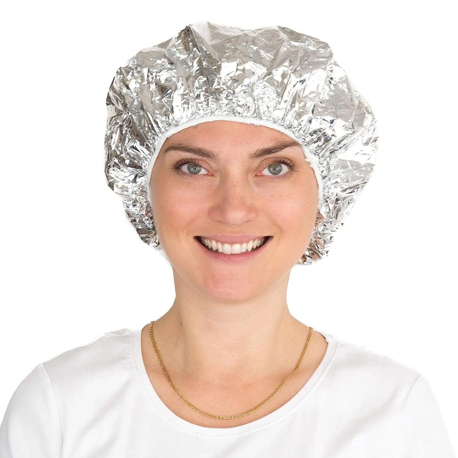 Shower Cap Heat Insulation Aluminum Foil Insulation Hat Elastic Bathing Cap For