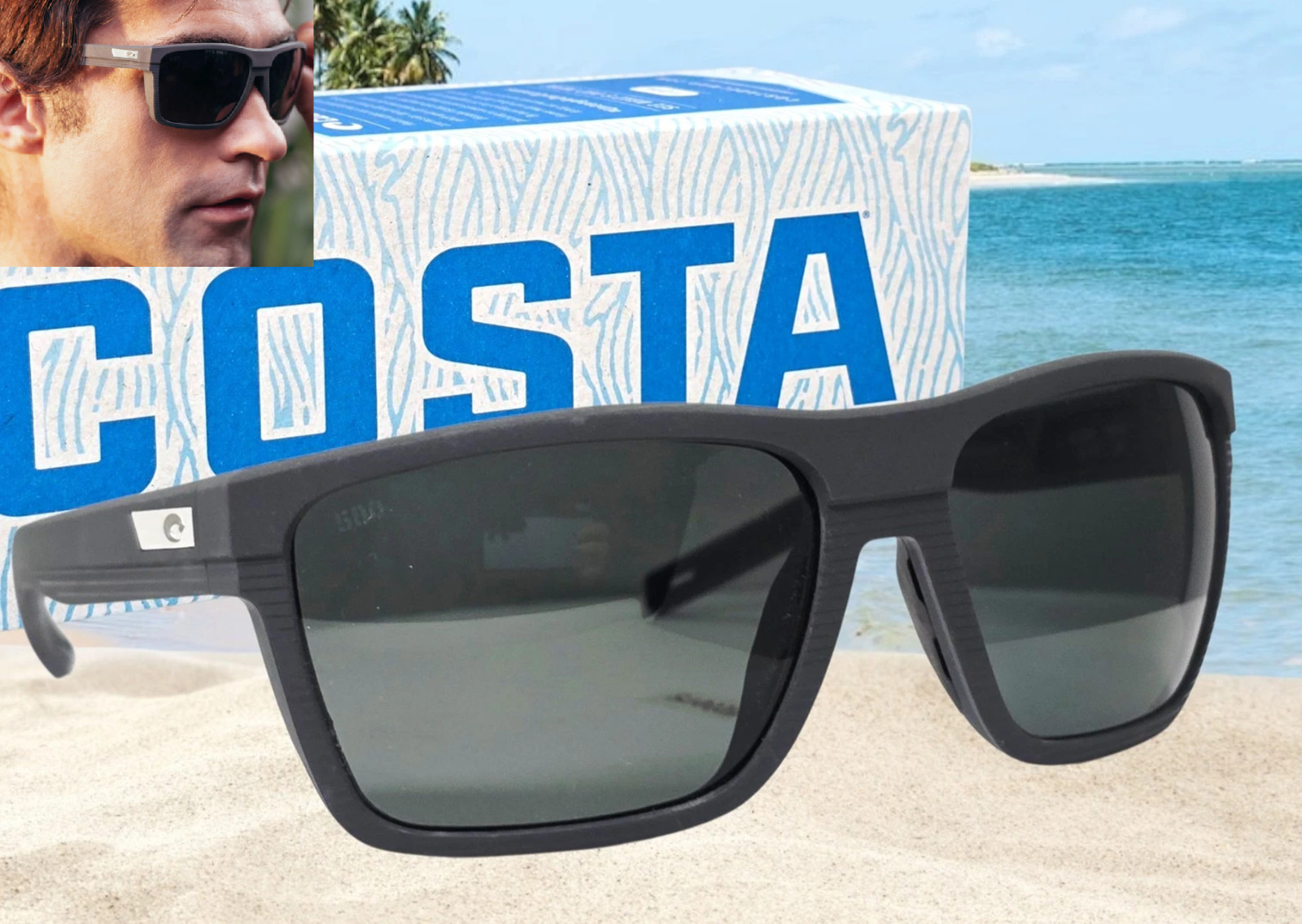 COSTA DEL MAR dark gray/gray PARGO polarized 580G sunglasses NEW IN BOX!