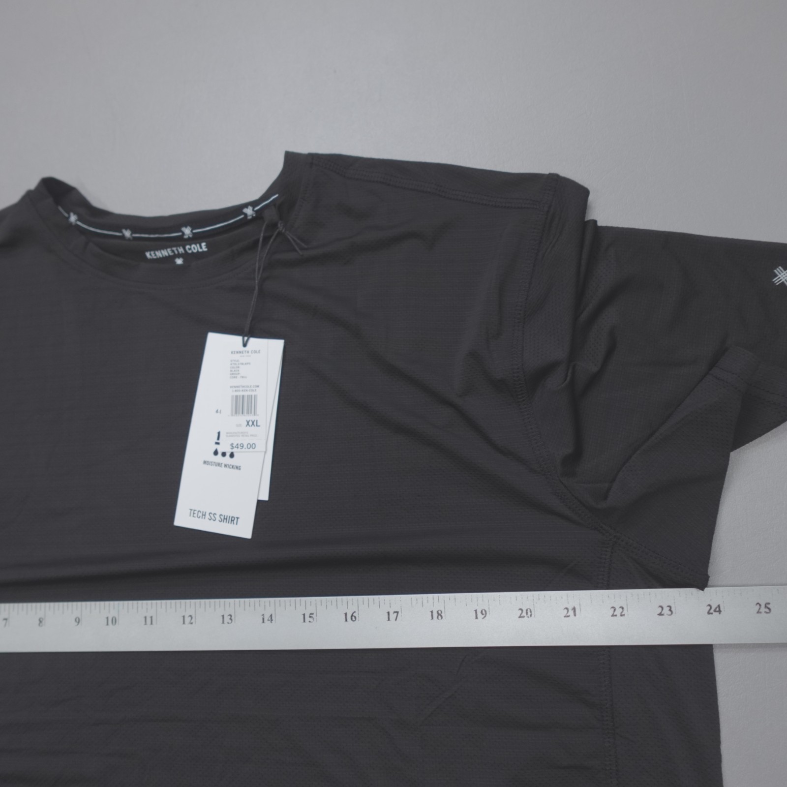 Kenneth Cole Men’s Tech SS Shirt Silky Mesh Stretch Wicking Soft Black