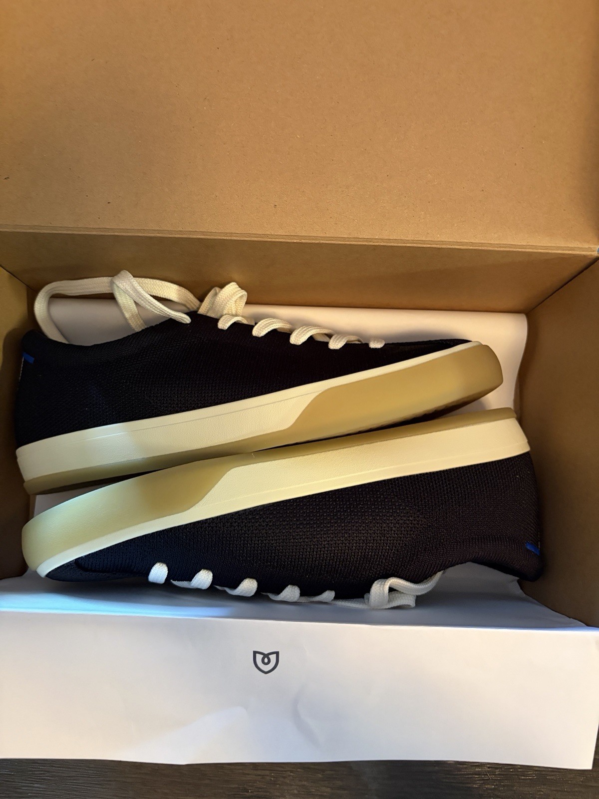 Rothy’s Women’s Knit Lace-Up Low Top Sneakers Navy/White Rubber Outsole Walking