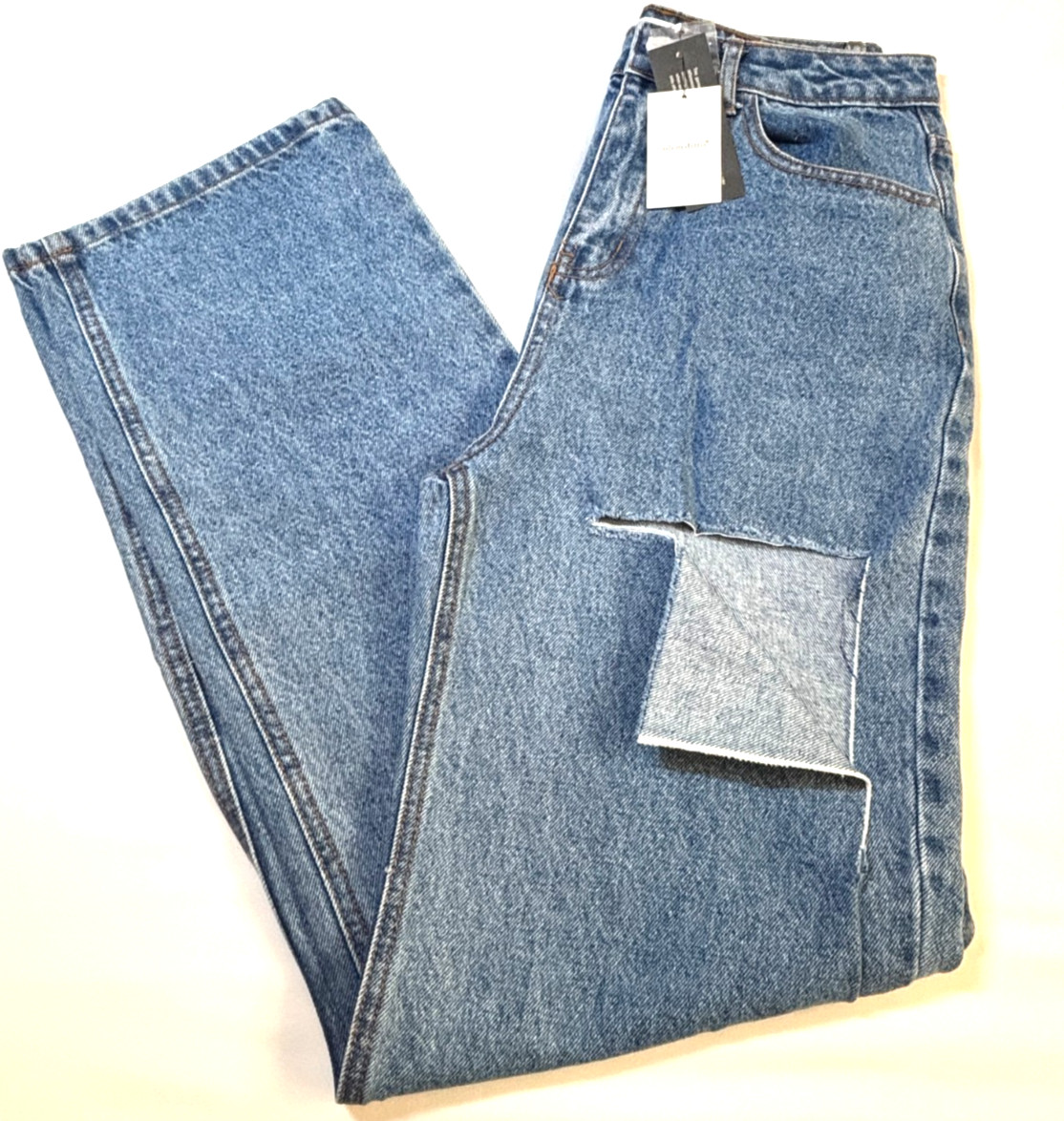 Ripped High-Waist Straight Jeans Women’s Medium 28-inch Waist Idem Ditto Jeans